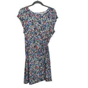 Lands End Women's Plus Sz 3X (24W-26W) Ditsy Floral A Line Tie-Waist Dress